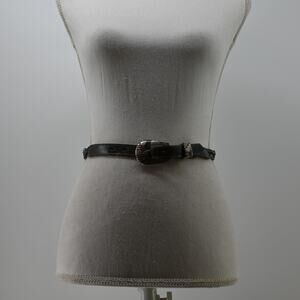 Western Gray Skinny Braided Cowgirl Festival Belt USA 26 XS